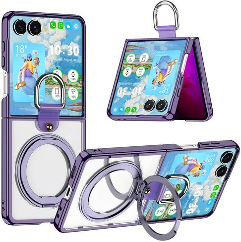 Clear Z Flip 8 Case with Ring 360 Kickstand Hinge Protection for Samsung Flip 8 Case Protective Cover for Galaxy Z Flip 8 5G (2026) - Clear in Kuwait