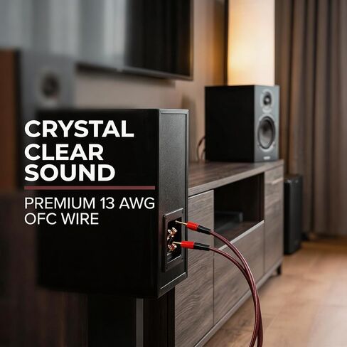 13 AWG Speaker Cable 2 Pack, 6FT OFC Oxygen-Free Copper Wire with 24K Gold Plated 2mm Pin Connectors, 400 Strands, for Amplifier, AV Receiver, Bookshelf Speaker, Home Theater & Hi-Fi Stereo System in Kuwait