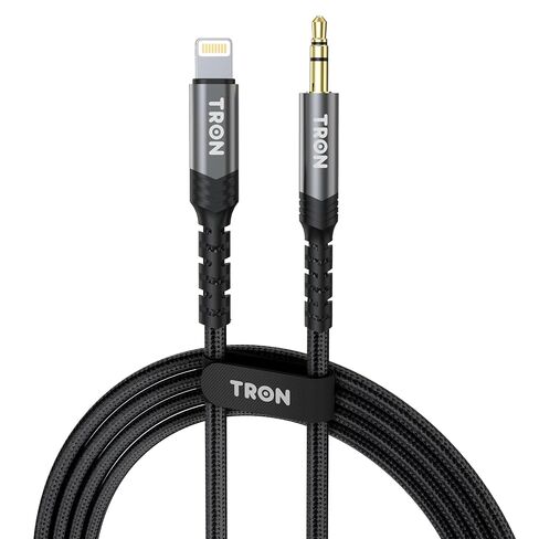 TRON Aux-Lighting Cable, 5 Feet, Braided, Hi-Fi Audio Cord for Car, Headphones, Speakers, Compatible with iPhone,Black, TR65 in Kuwait