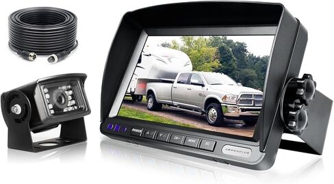 ZEROXCLUB HD Wired Backup Camera System Kit, Sharp CCD Chip, 100% Not Wash Up, IP69 Waterproof Rear View Camera + 7’’ LCD Monitor Reversing for Truck/Semi-Trailer/Box Trucks/RV (ERY01) in Kuwait