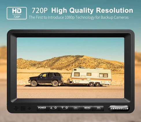 ZEROXCLUB HD Wired Backup Camera System Kit, Sharp CCD Chip, 100% Not Wash Up, IP69 Waterproof Rear View Camera + 7’’ LCD Monitor Reversing for Truck/Semi-Trailer/Box Trucks/RV (ERY01) in Kuwait