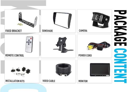 ZEROXCLUB HD Wired Backup Camera System Kit, Sharp CCD Chip, 100% Not Wash Up, IP69 Waterproof Rear View Camera + 7’’ LCD Monitor Reversing for Truck/Semi-Trailer/Box Trucks/RV (ERY01) in Kuwait