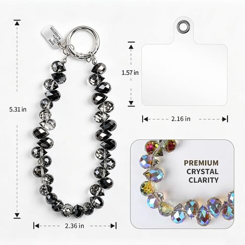 2PCS Droplet Crystals Beaded Phone Wrist Strap, Cellphone Lanyard Chain, Phone Charm Chain Keychain Beaded Cellphone Lanyard for Women in Kuwait