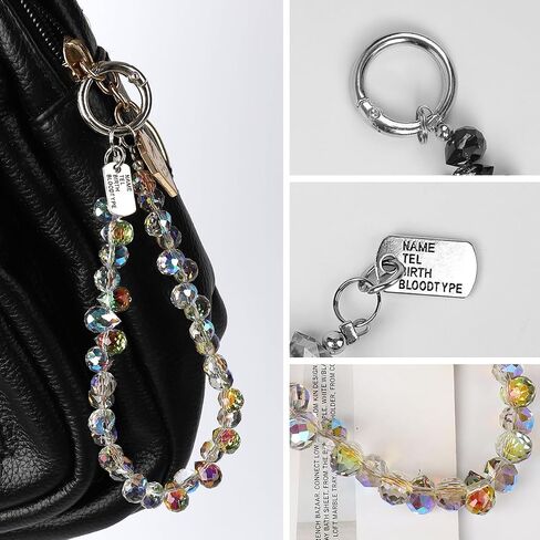 2PCS Droplet Crystals Beaded Phone Wrist Strap, Cellphone Lanyard Chain, Phone Charm Chain Keychain Beaded Cellphone Lanyard for Women in Kuwait