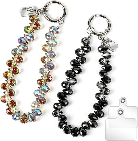 2PCS Droplet Crystals Beaded Phone Wrist Strap, Cellphone Lanyard Chain, Phone Charm Chain Keychain Beaded Cellphone Lanyard for Women in Kuwait