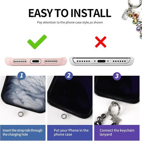 2PCS Droplet Crystals Beaded Phone Wrist Strap, Cellphone Lanyard Chain, Phone Charm Chain Keychain Beaded Cellphone Lanyard for Women in Kuwait