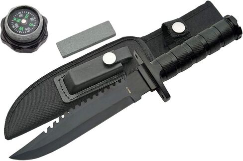 Whetstone Cutlery Survival Knife with Survival Gear, Black in Kuwait