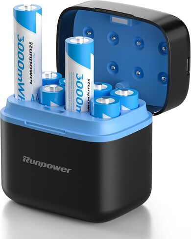 Rechargeable AA Battery, adapte to Blink Outdoor Camera, Come with Fast Charger & 8 Packs Rechargeable AA Li-ion Batteries, 1.5V 3000mWh, 2000+ Cycles (Charger + 8 Pack) in Kuwait