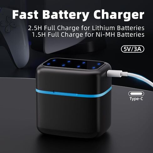 Rechargeable AA Battery, adapte to Blink Outdoor Camera, Come with Fast Charger & 8 Packs Rechargeable AA Li-ion Batteries, 1.5V 3000mWh, 2000+ Cycles (Charger + 8 Pack) in Kuwait