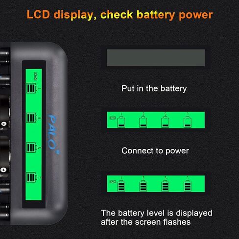 Rechargeable C Batteries with Charger, 4 Pack 4000mAh C Cell Batteries with LCD Universal Battery Charger for 1.2V Ni-MH Ni-CD AA AAA C D Batteries to Charge, Contains 4 pcs C Ni-MH Batteries in Saudi Arabia