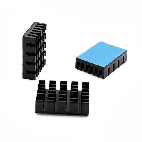 10PCS 20x14x6mm (0.79x0.55x0.24) Aluminum Heatsink Kit - Pre-Applied Thermal Adhesive Tape, Black Anodized Cooler for GPU, VRAM, VGA, RAM, IC Chips, 3D Printer, LED, Raspberry Pi Passive Cooling in Kuwait