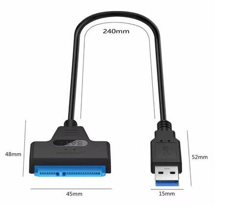SATA to USB 3.0 Cable - USB Adapter Compatible for 2.5" HDD & SSD Hard Drive Reader, External Hard Drive Converter Support UASP, Black in Kuwait