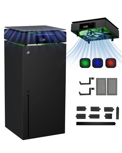 DEPGI Cooling Fan for Xbox Series S, Featuring Automatic Fan Speed Adjustment Based on Temperature, LED Display Screen, Low Noise, Easy Installation, 3 speeds, with RGB LED in Kuwait