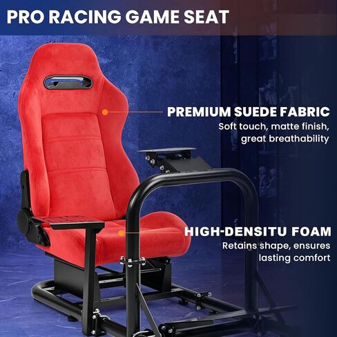 Minneer Stable Racing Simulator Cockpit with Red Suede Seat and Triple-screen monitor stand Fit for Logitech G29 G920, for Thrustmaster T248 T300, for Fanatec, Racing Wheel Stand, Wheel Pedal Handbrake Not Included in Kuwait