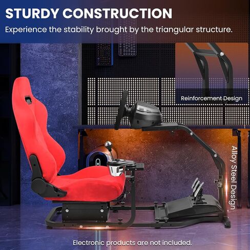 Minneer Adjustable Racing Simulator Cockpit with Red Suede Seats, fit for Logitech G Pro, for Thrustmaster T818, for Fanatec CSLDD, Electronics not included in Kuwait