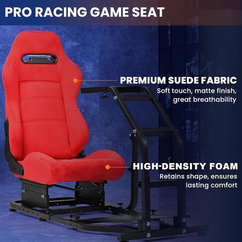 Minneer Adjustable Racing Simulator Cockpit with Red Suede Seats, fit for Logitech G Pro, for Thrustmaster T818, for Fanatec CSLDD, Electronics not included in Kuwait