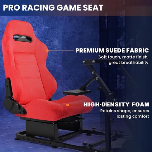 Minneer Foldable Reinforced Steering Racing Wheel Cockpit with Red Suede Seat Fit for Logitech G29, for Fanatec, for Thrustmaster T248 T300, Gaming Sim Stand, Wheel Pedals & Handbrake Not Included in Kuwait