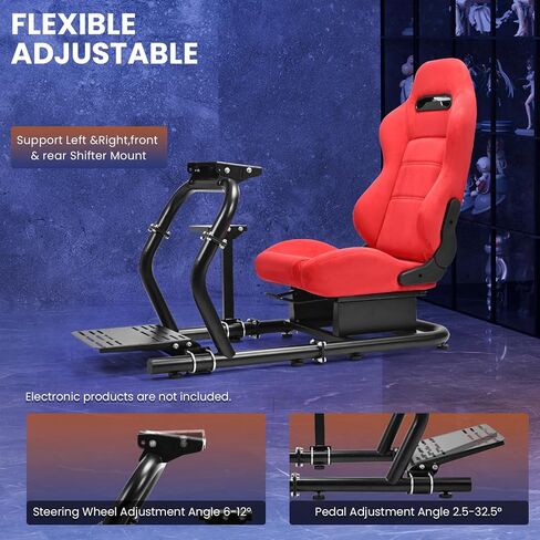 Minneer 50MM Adjustable Racing Cockpit with Red Suede Seat Fit for Logitech G29 G920 G923, for Thrustmaster, for Fanatec Adjustable Racing Wheel Stand, Gaming Race Cockpit Without Steering Wheel Pedal Shifter in Kuwait