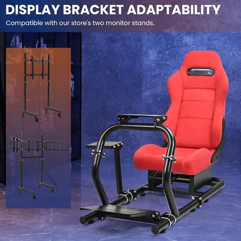 Minneer 50MM Adjustable Racing Cockpit with Red Suede Seat Fit for Logitech G29 G920 G923, for Thrustmaster, for Fanatec Adjustable Racing Wheel Stand, Gaming Race Cockpit Without Steering Wheel Pedal Shifter in Kuwait