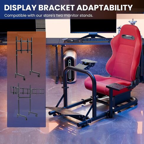 Minneer Stable Racing Simulator Cockpit with Red Suede Seat Fit for Logitech G29 G920, for Thrustmaster T248, for Fanatec, Racing Wheel Stand, Wheel Pedal Handbrake Not Included in Kuwait