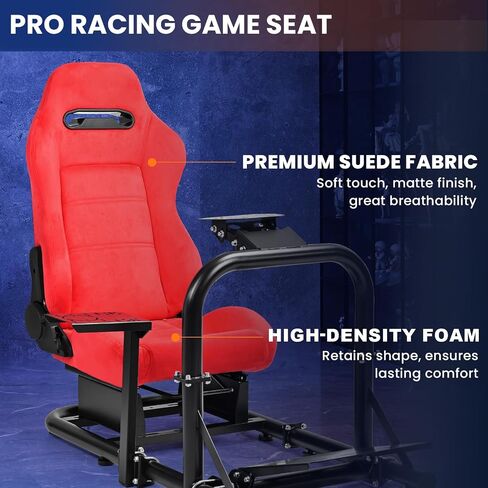 Minneer Stable Racing Simulator Cockpit with Red Suede Seat Fit for Logitech G29 G920, for Thrustmaster T248, for Fanatec, Racing Wheel Stand, Wheel Pedal Handbrake Not Included in Kuwait