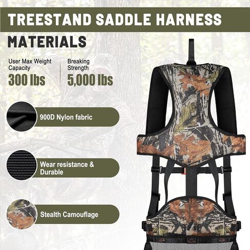 Kalkal Tree Stand Safety Harness for Hunting with Saddle Bridge Safety Rope in Kuwait