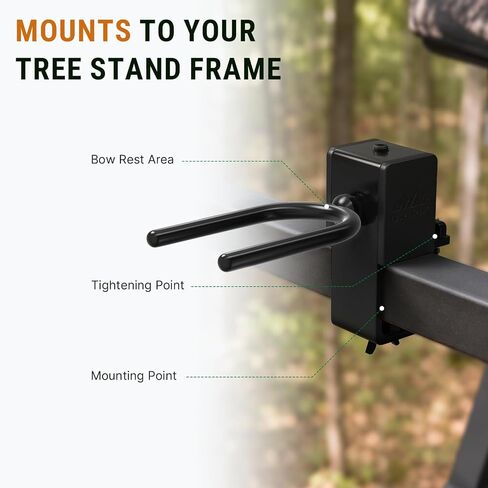 Hunting Tree Stand Bow Holder, 360-Degree Clamp-On Bow Hanger, Black in Kuwait
