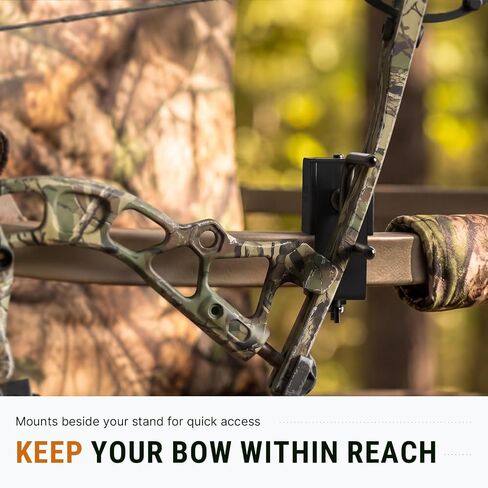 Hunting Tree Stand Bow Holder, 360-Degree Clamp-On Bow Hanger, Black in Kuwait