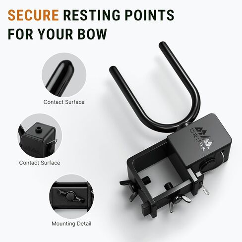 Hunting Tree Stand Bow Holder, 360-Degree Clamp-On Bow Hanger, Black in Kuwait