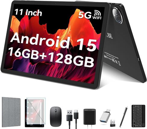 KADYBE Android 15 Tablet 11 inch, 2025 Latest Tablets with 16GB RAM 128GB ROM 1TB Expand, Tablet with Keyboard, 8000mAh Battery, Octa-Core MTK 8786 Tableta with 21 MP Camera, 11" Incell Screen in Kuwait