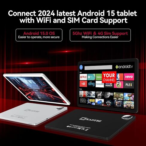 KADYBE Android 15 Tablet 11 inch, 2025 Latest Tablets with 16GB RAM 128GB ROM 1TB Expand, Tablet with Keyboard, 8000mAh Battery, Octa-Core MTK 8786 Tableta with 21 MP Camera, 11" Incell Screen in Kuwait