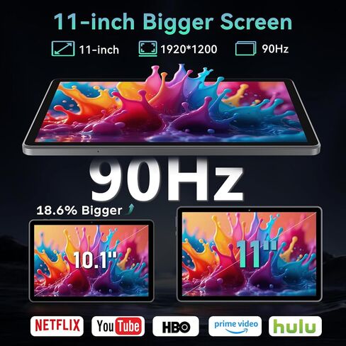 Android 16 Tablet 11 Inch with Gemini AI, 90Hz FHD Display, T7250 Octa-Core, 32GB RAM 128GB ROM / 1TB TF, 16MP+8MP Cameras, 8000mAh, GMS, Widevine L1, 2-in-1 Tablet with Keyboard, Mouse Stylus in Kuwait