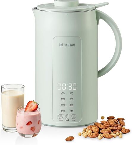 MOKKOM 8 in1 Nut Milk Maker, 42oz Soy Milk Maker for Homemade Plant-Based Milk, Almond, Oats, Dairy Free Beverages, Automatic Almond Milk Machine with Delay Start/Keep Warm/Boiling/Self-Clean, Green in Kuwait