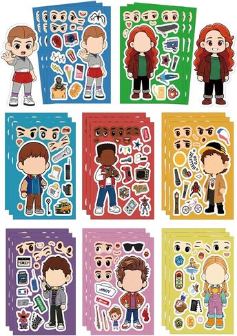24Pcs Retro 80s TV Things Make a Face Stickers, Funny DIY Anime Vinyl Pack in Saudi Arabia