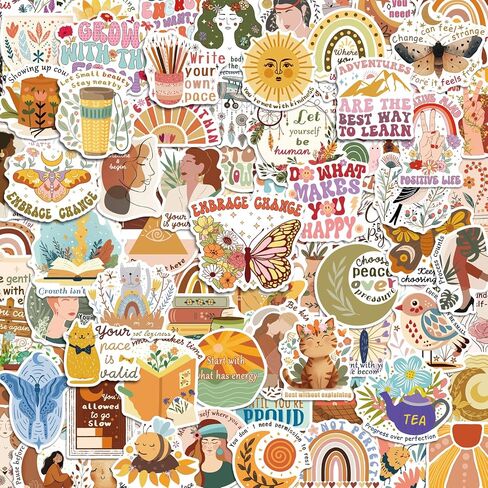 300PCS Boho Motivational Stickers, Vintage Vinyl Inspirational Affirmation Sticker Pack for Adults & Teens, Journaling, Kindle, Laptop & Water Bottles in Kuwait