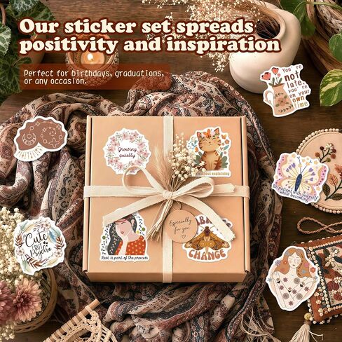 300PCS Boho Motivational Stickers, Vintage Vinyl Inspirational Affirmation Sticker Pack for Adults & Teens, Journaling, Kindle, Laptop & Water Bottles in Kuwait