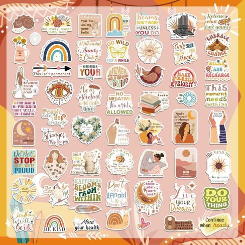 300PCS Boho Motivational Stickers, Vintage Vinyl Inspirational Affirmation Sticker Pack for Adults & Teens, Journaling, Kindle, Laptop & Water Bottles in Kuwait