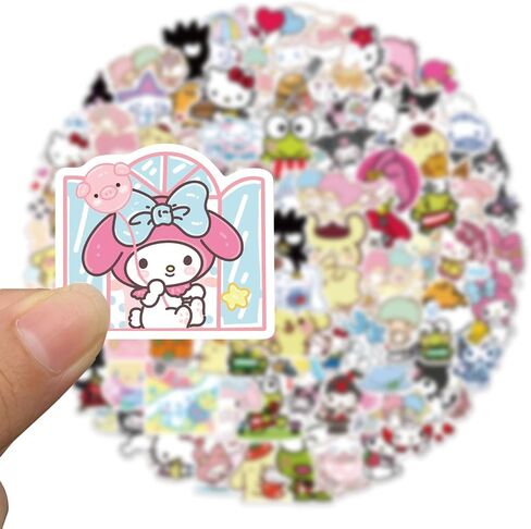 100Pcs Cool Character Sanrio Stickers for Water Bottles Skateboard Luggage Laptop Bumper Waterproof Vinyl Stickers Bulk for Boys Teens Adults (Sanri) in Saudi Arabia