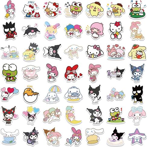 100Pcs Cool Character Sanrio Stickers for Water Bottles Skateboard Luggage Laptop Bumper Waterproof Vinyl Stickers Bulk for Boys Teens Adults (Sanri) in Saudi Arabia