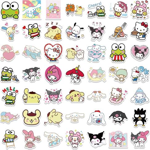 100Pcs Cool Character Sanrio Stickers for Water Bottles Skateboard Luggage Laptop Bumper Waterproof Vinyl Stickers Bulk for Boys Teens Adults (Sanri) in Saudi Arabia