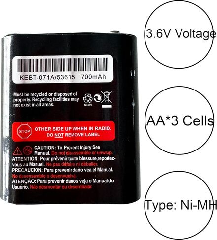 M53615 53615 KEBT-071A KEBT-071-B KEBT-071-C KEBT-071-D 3.6V 700mAh Ni-MH Two-Way Radio Battery for Talkabout Radio MR350 MJ270 EM1000 T5000 FV500 FV800 T5950 T6000 (4 Pack) in Kuwait