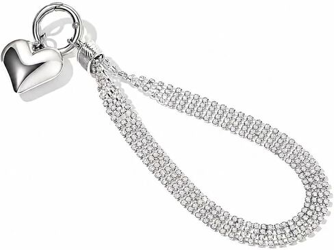 Bloomish Rhinestone Phone Charm Wrist Strap for Women & Girls, Silver in Kuwait