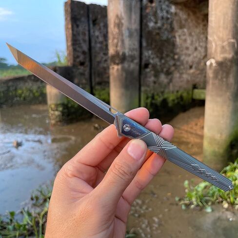 M390 Steel Pocket Knife with Titanium Handle and Deep-Carry Pocket Clip, Lightweight Folding Utility Knife for Men, EDC Tool for Outdoor Camping Work in Kuwait