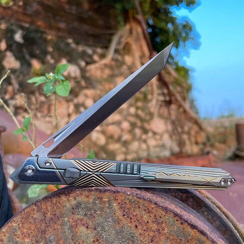 M390 Steel Pocket Knife with Titanium Handle and Deep-Carry Pocket Clip, Lightweight Folding Utility Knife for Men, EDC Tool for Outdoor Camping Work in Kuwait
