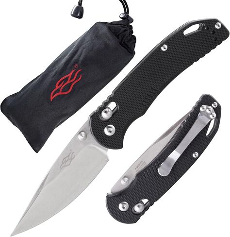Firebird GANZO F753M1 Pocket Folding Knife G-10 Anti-Slip Handle with Clip 440C Stainless Steel Blade Camping Fishing Outdoor Folder EDC Knife (Black) in Kuwait