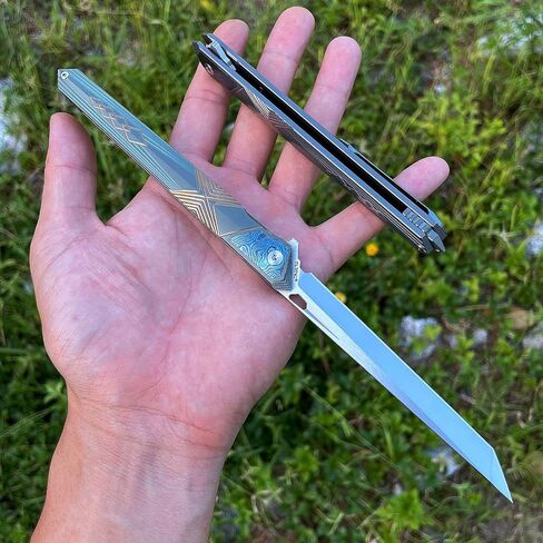 M390 Steel Pocket Knife with Titanium Handle and Deep-Carry Pocket Clip, Lightweight Folding Utility Knife for Men, EDC Tool for Outdoor Camping Work in Kuwait