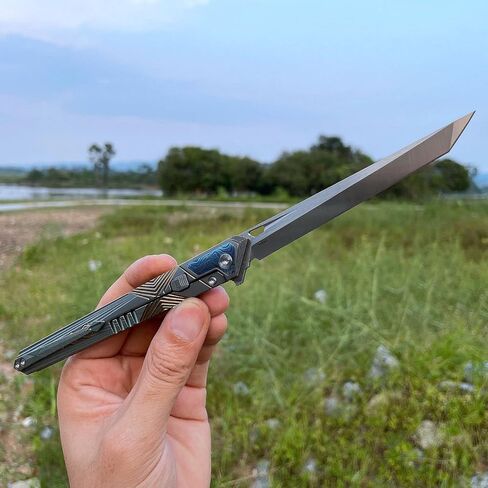 M390 Steel Pocket Knife with Titanium Handle and Deep-Carry Pocket Clip, Lightweight Folding Utility Knife for Men, EDC Tool for Outdoor Camping Work in Kuwait