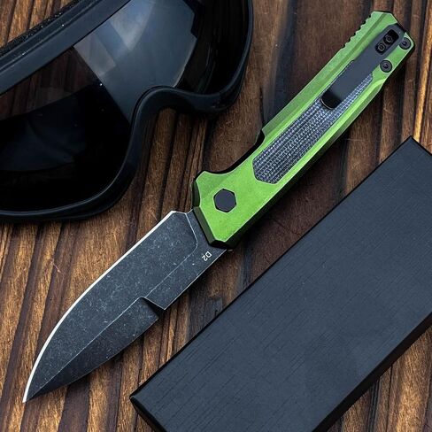 One-handed Development Portable Knife, Multifunctional Practical Folding Knives, 3.43" 8Cr13Mov Blade，Non-slip Aluminum G10 Handles and Reversible Pocketclip, EDC Tools for Camping Hiking Fishing in Kuwait