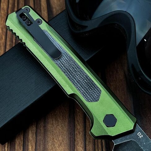 One-handed Development Portable Knife, Multifunctional Practical Folding Knives, 3.43" 8Cr13Mov Blade，Non-slip Aluminum G10 Handles and Reversible Pocketclip, EDC Tools for Camping Hiking Fishing in Kuwait