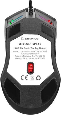 Rampage SMX-G68 Spear Full RGB 7200DPI Black 7D Macrol Gaming Gaming Mouse in Kuwait